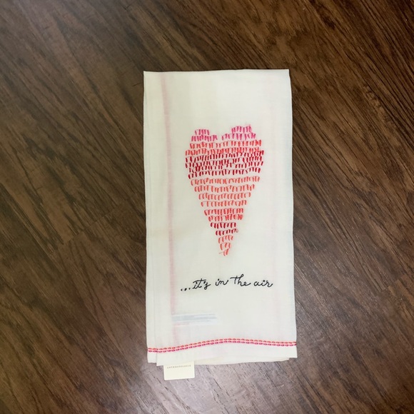 Anthropologie heart embroidered dish towel - Picture 1 of 5